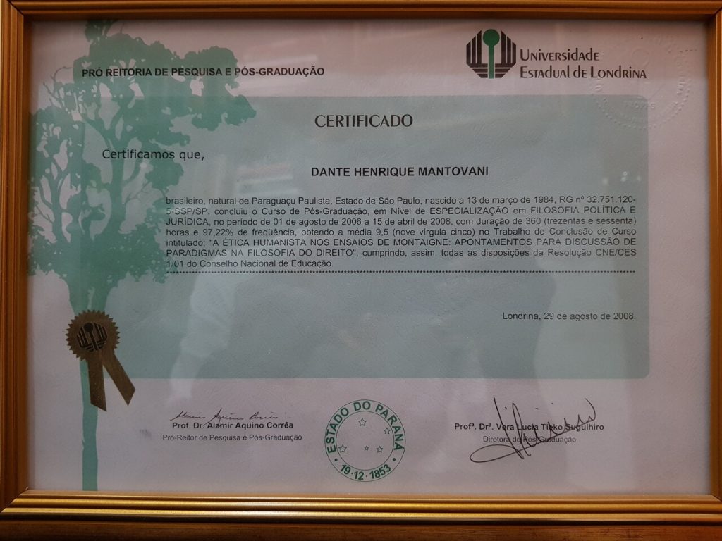 Especialização em Filosofia Política e Jurídica